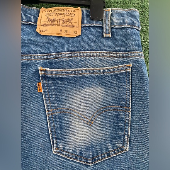 VTG 90’s Levi’s 517 Orange Tab Boot Cut Jeans Men’s 38x31 Whiskers Great Patina - Picture 8 of 9